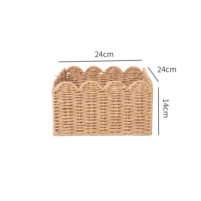 Woven Storage Basket with Decorative Scalloped Edge Karnz