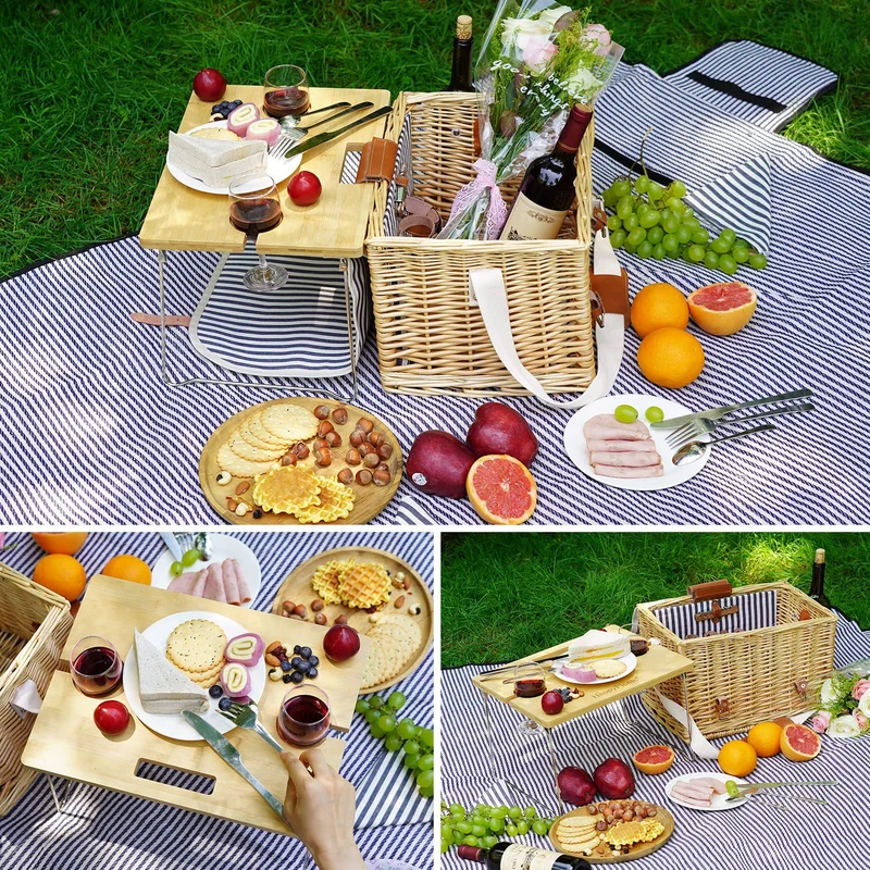 Eleganter Weiden-Picknickkorb mit isoliertem Fach Karnz