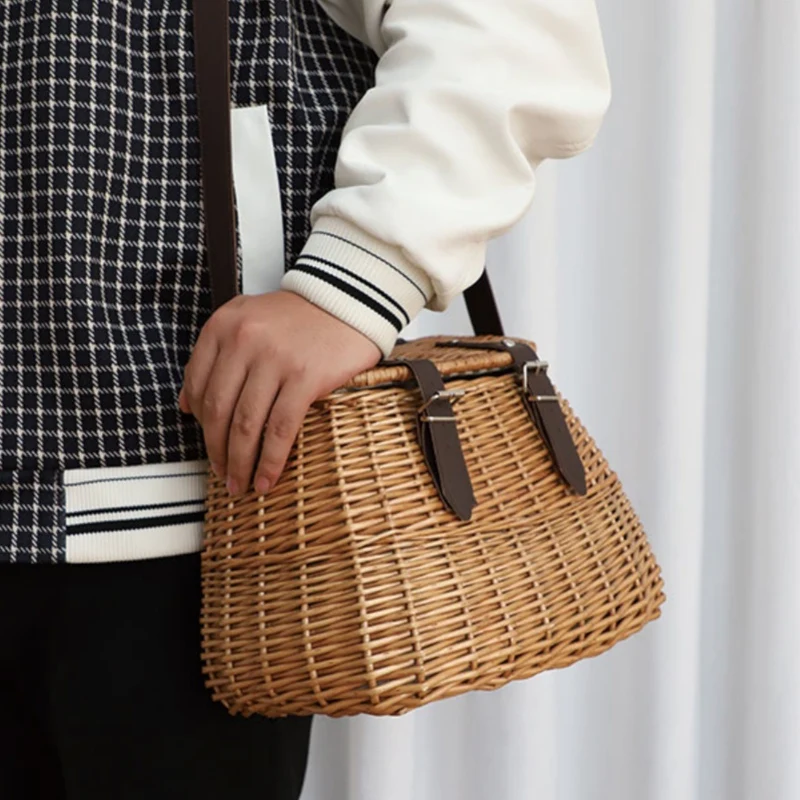 Stilvolle Gewebte Bucket Bag Karnz