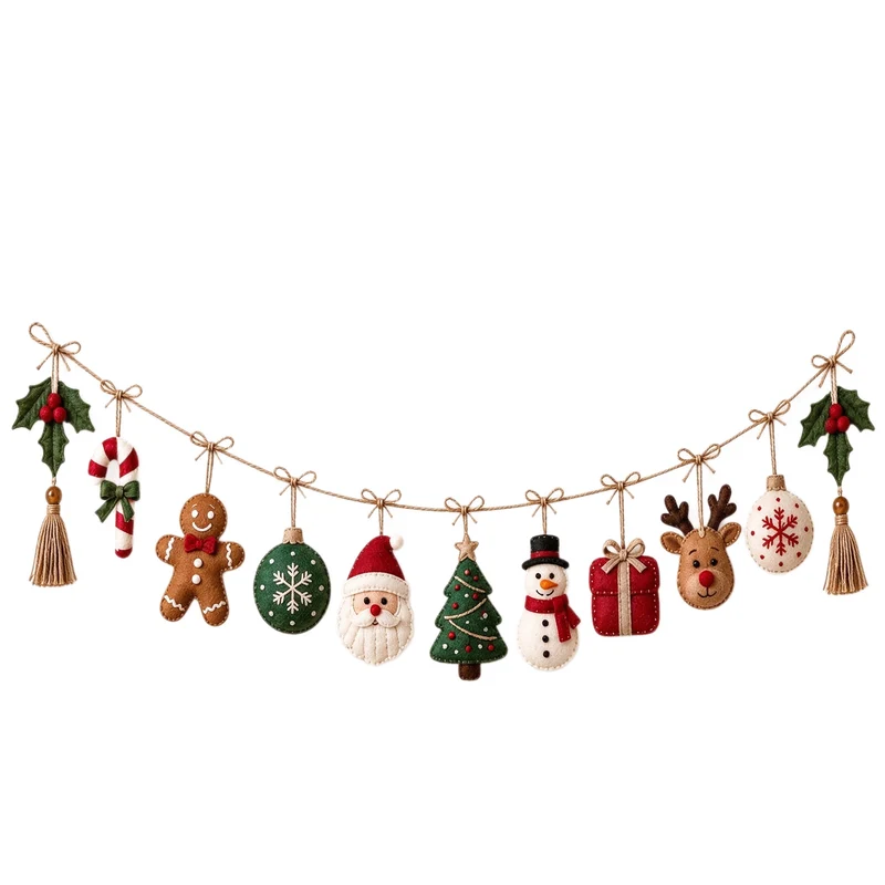 Festive Handmade Filz Weihnachtsgirlande
