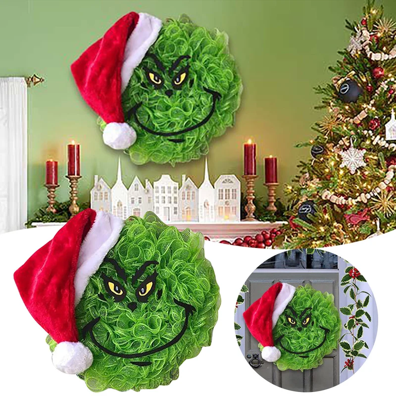 Festlicher Grinch-Themen Türkranz