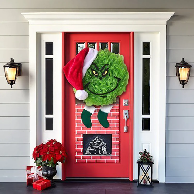 Festlicher Grinch-Themen Türkranz