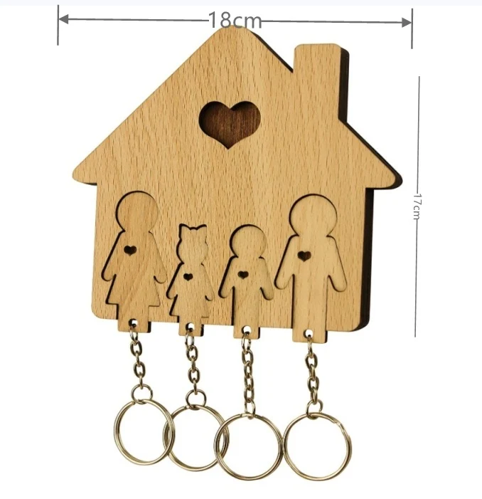 Holz Familien Schlüsselanhänger Halter