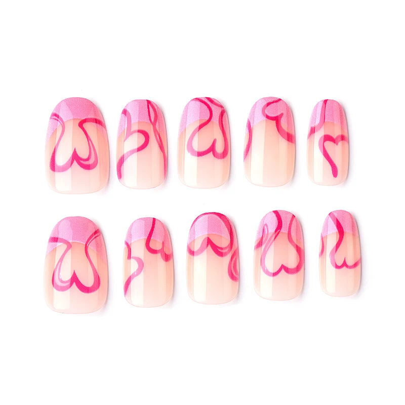 Herzförmige Künstlerische Press-On Nagelkunst