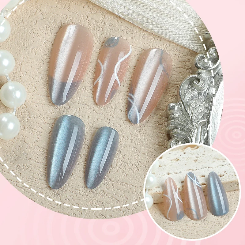 Premium Glänzendes Spitzes Press-On Nagelset