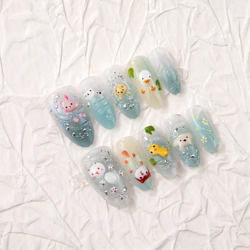 Verspielt 3D Tier-Themen Press-On Nagelkunst