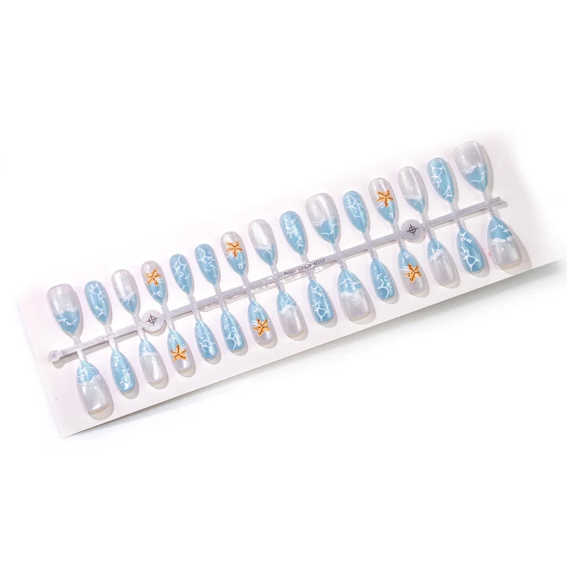 Meeres-inspirierte Press-On Nagelkunst Set