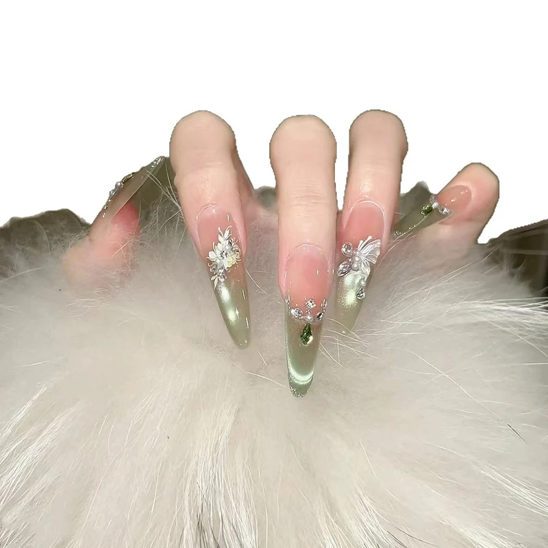Elegante Blumen Stiletto Nagelverlängerungen