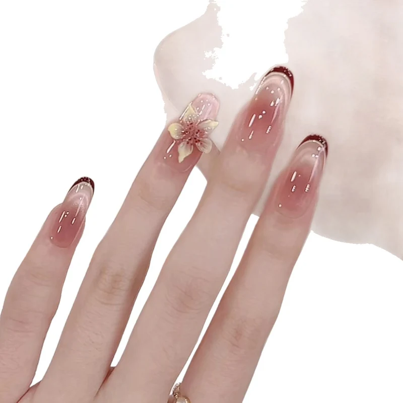 Elegante florale Acryl-Nagelkunstverlängerungen