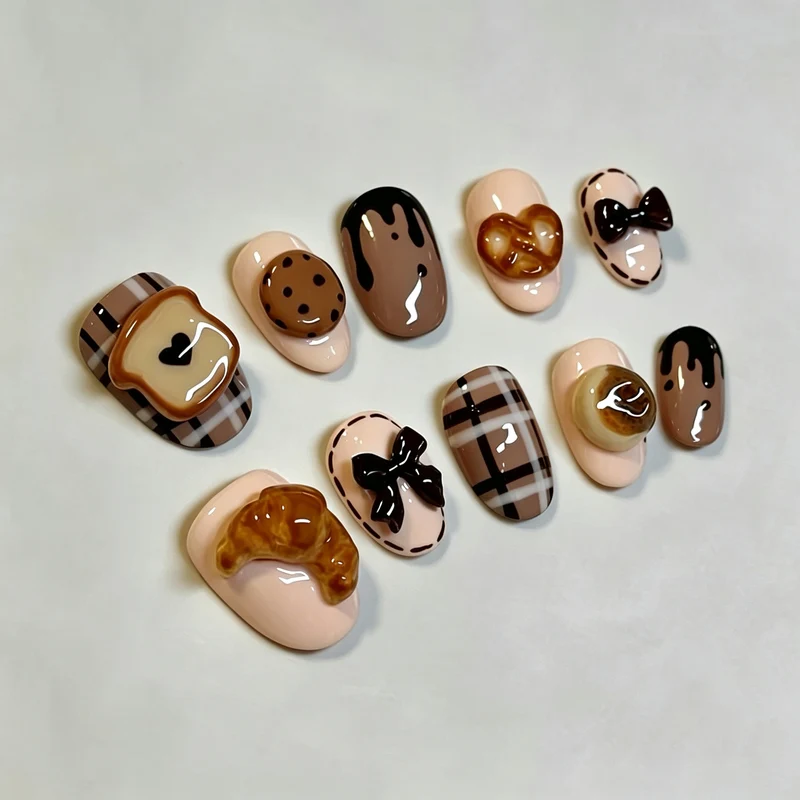 Gourmet Dessert-Themen Press-On Nagelkunst Set