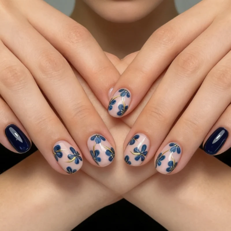 Dekorative florale Nagelkunstverzierungen