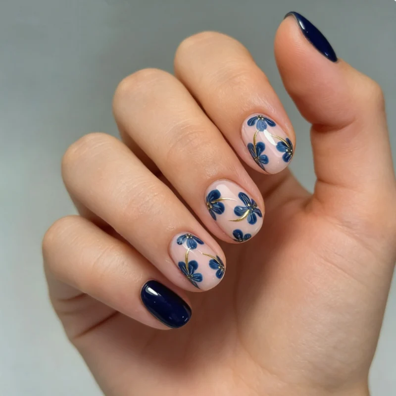 Dekorative florale Nagelkunstverzierungen