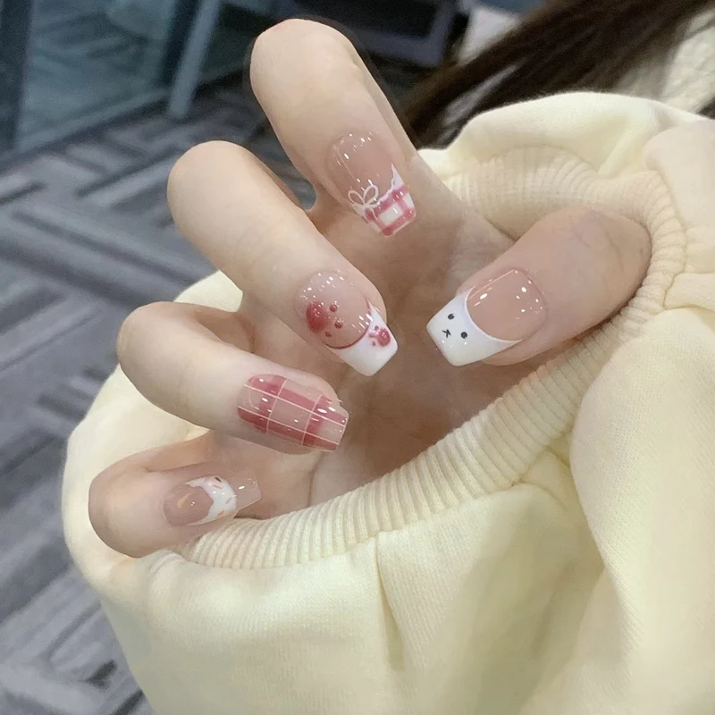 Elegante Französische Spitze Nagelkunst Verlängerungen