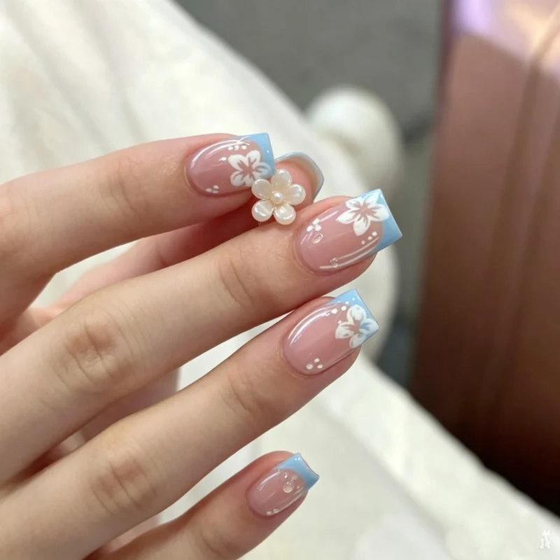 Blumenmuster Gel-Nagelverlängerungen