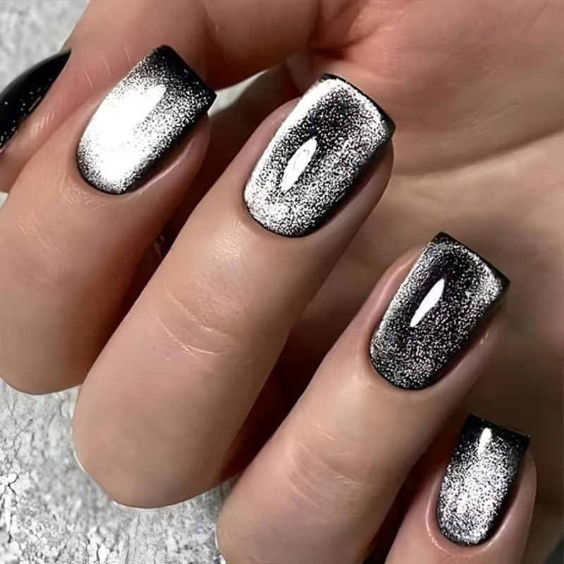 Glänzendes Quadrat-Spitzen Press-On-Nagelset