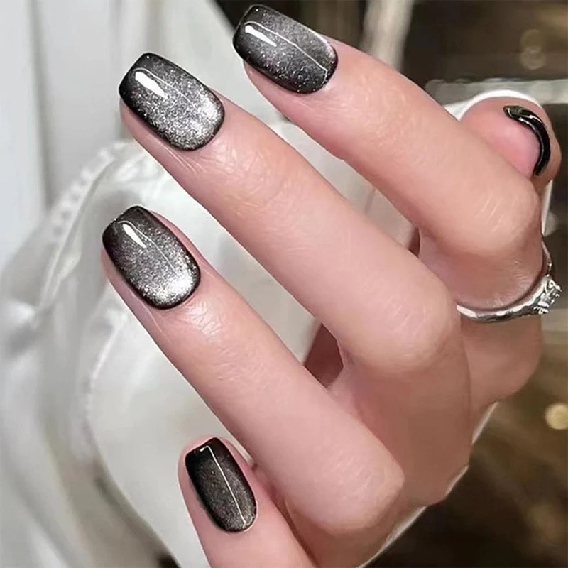 Glänzendes Quadrat-Spitzen Press-On-Nagelset