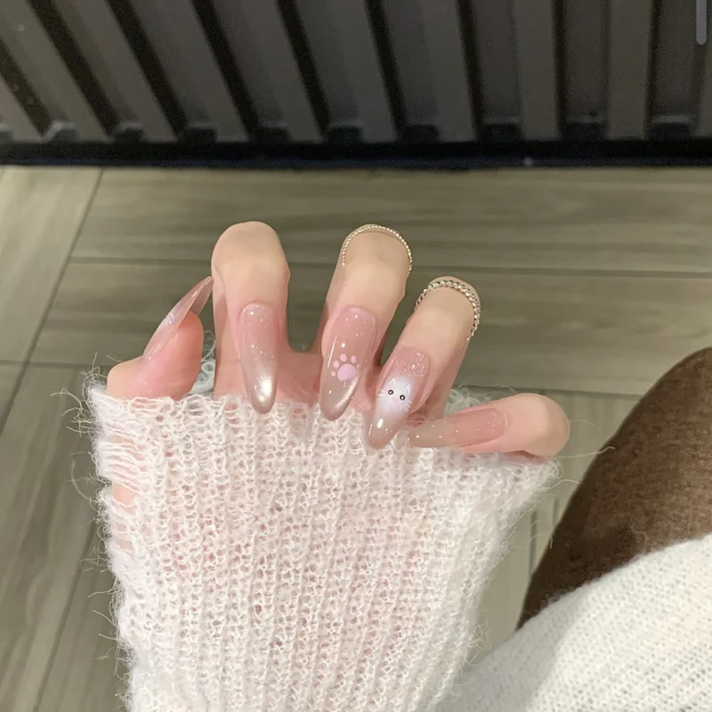 Elegantes, mit einer Schleife verziertes Press-On-Nagel-Set