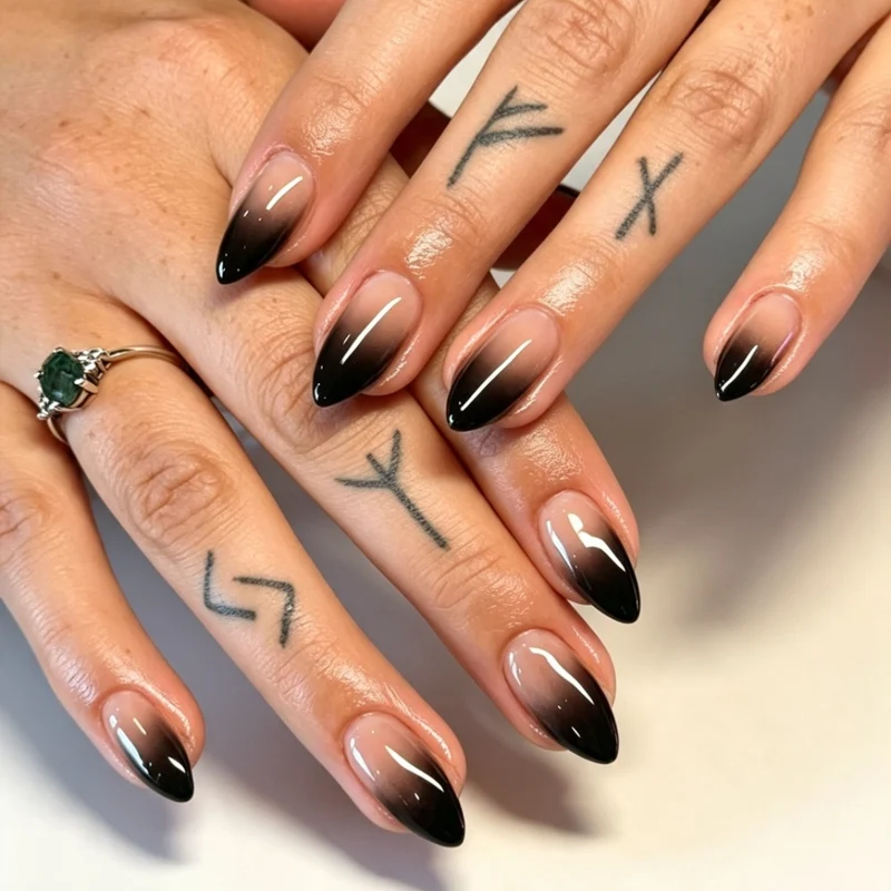 Künstlerische Ombre Stiletto Nagelverlängerungen