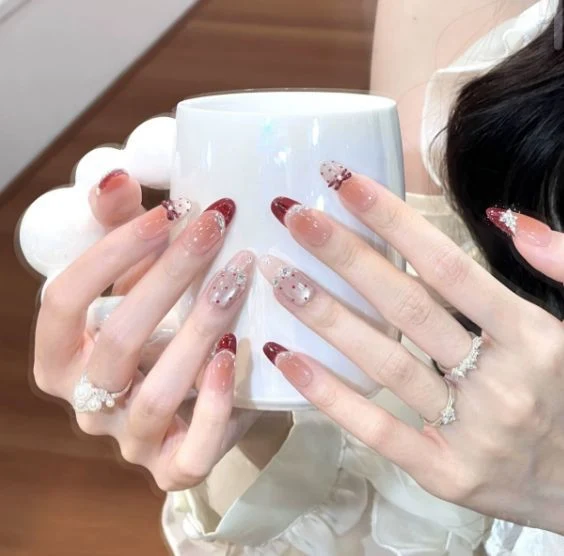 Glänzendes Ombre Quadrat Press-On Nagelset