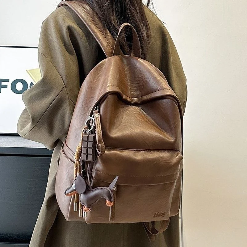 Lässiger Leder Rucksack Karnz