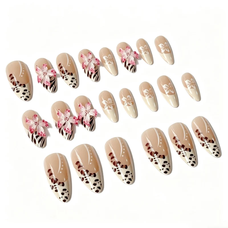 Künstlerische Florale Stiletto Press-On Nägel