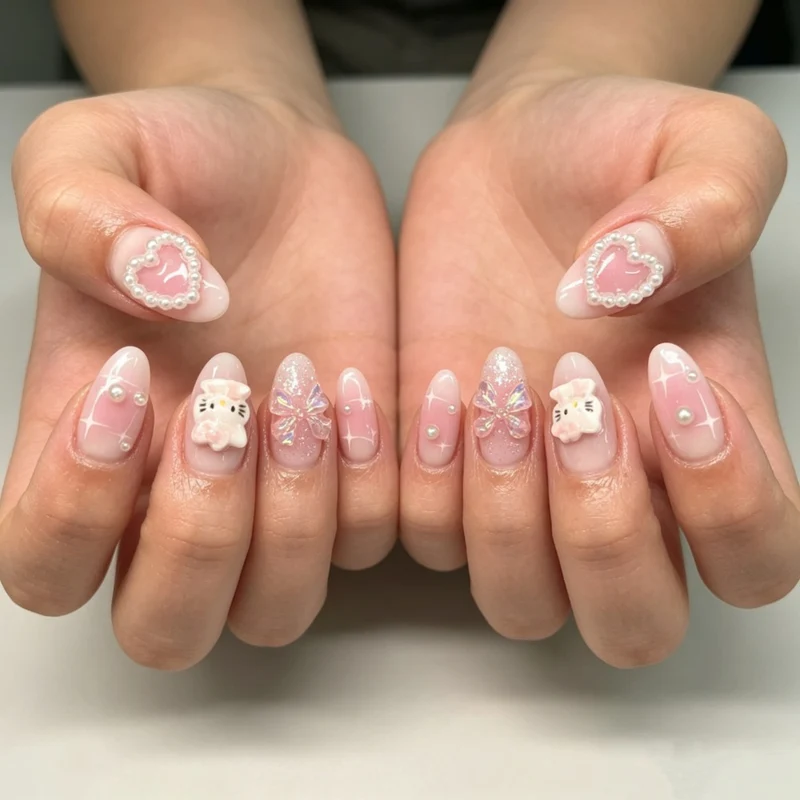 Künstlerisch verzierten Nagelverlängerungen