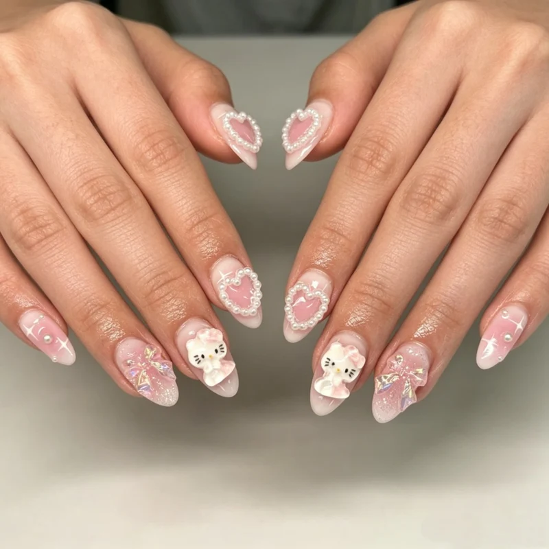 Künstlerisch verzierten Nagelverlängerungen