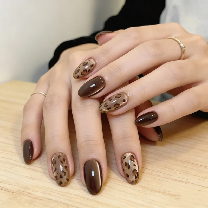 Dekorativer Leoparddruck Press-On Nagelset