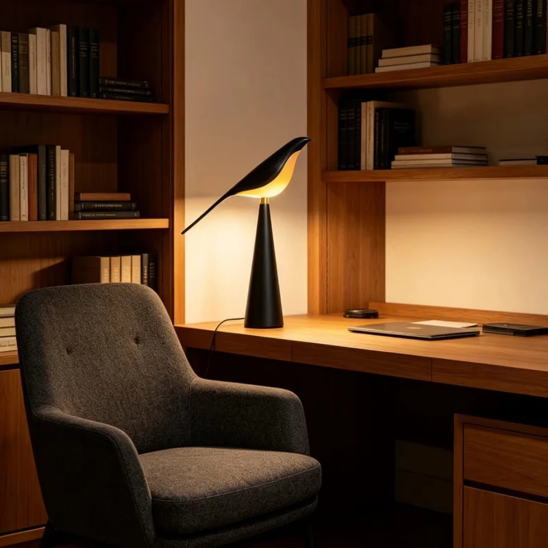 Dekorative Vogel-inspirierte Tischlampe