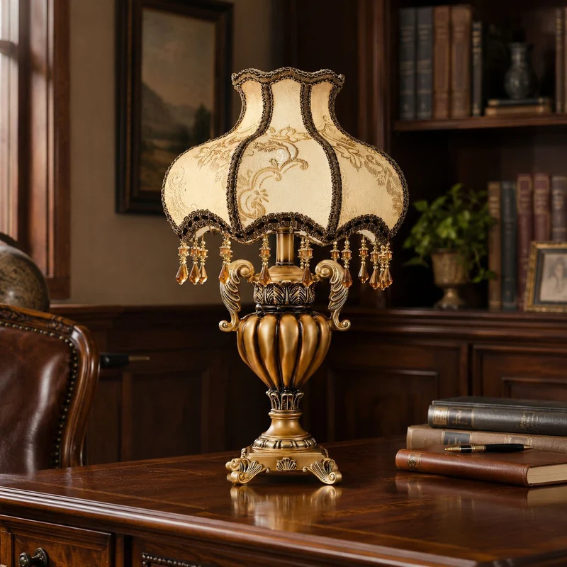 Vintage florale Tischlampe