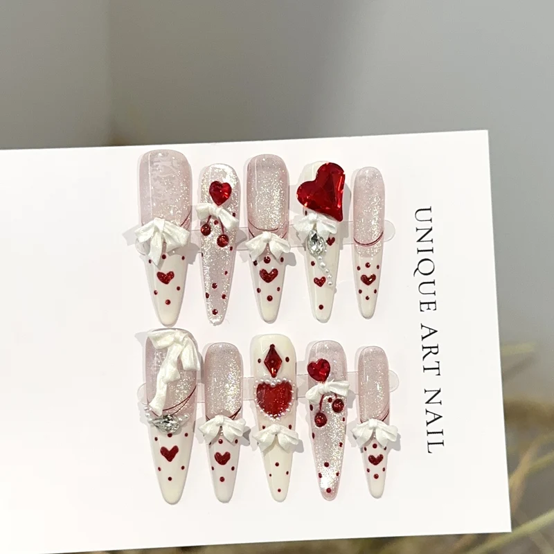Herz-Themen bewegliche Press-on-Nagelset
