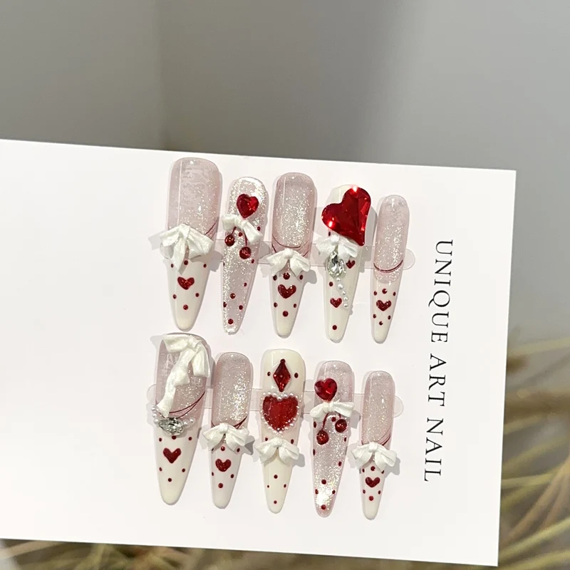 Herz-Themen bewegliche Press-on-Nagelset
