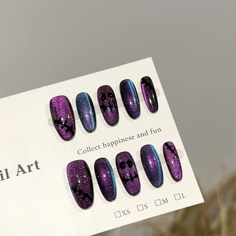 Halloween-Themen Glitzer Druck-On-Nagelkunst Set