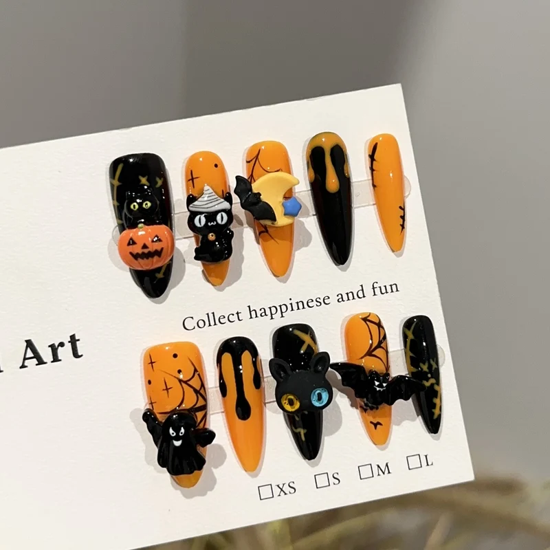 Halloween-Themen 3D Press-On Nagelkunst Set