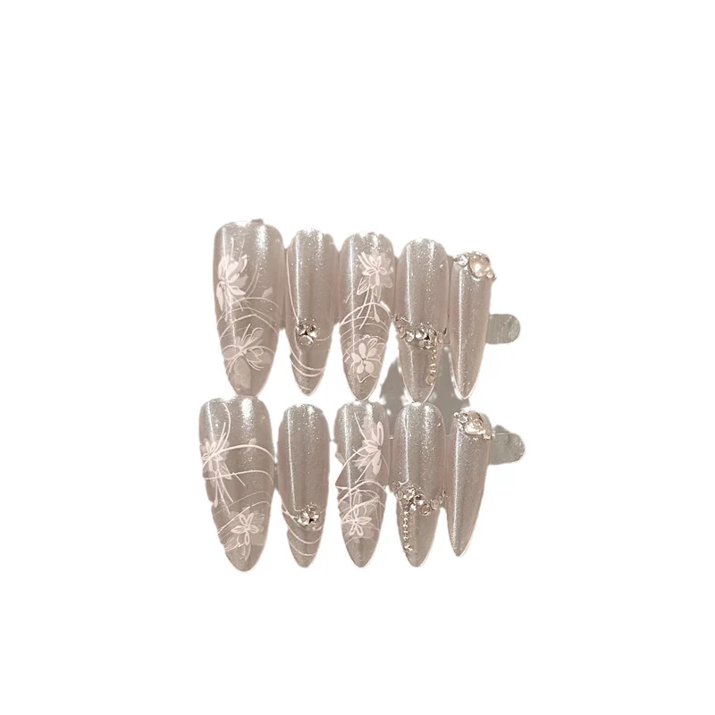 Elegantes florales Muster Press-On-Nagelset