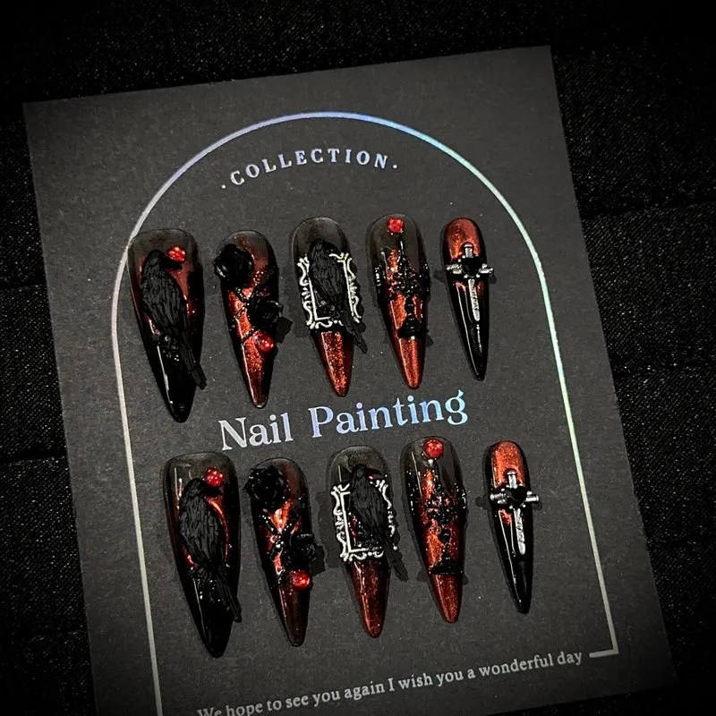 Gothic-inspiriertes Press-On Nagelset