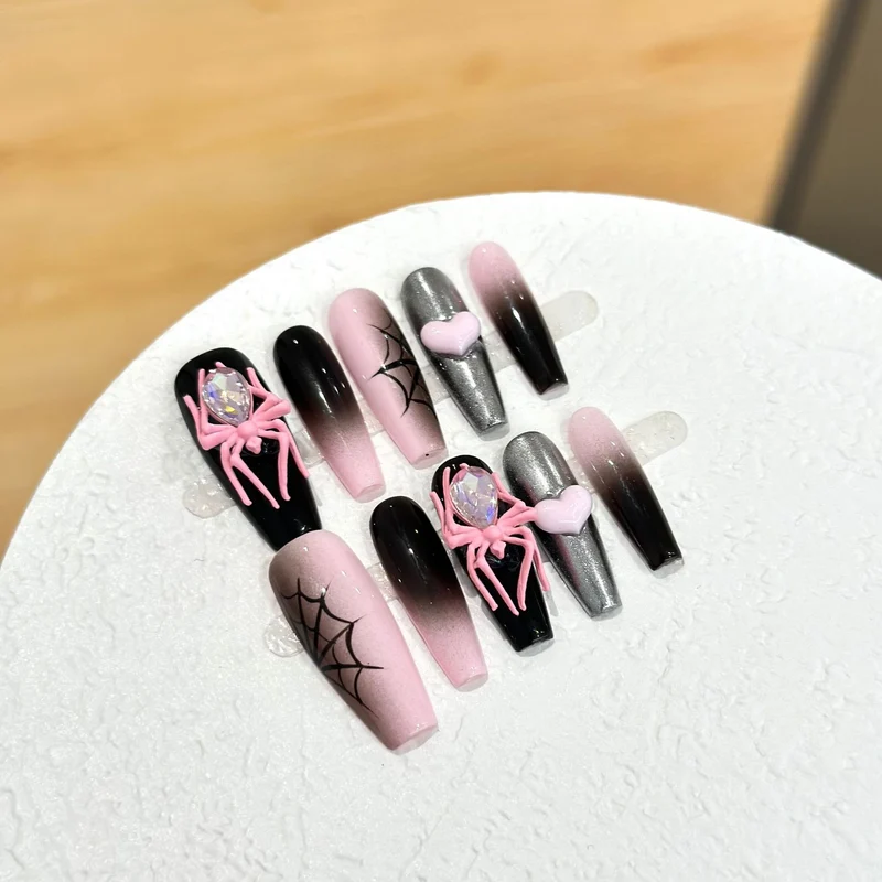 Themen Press-On Nagelkunst Set mit Spider Zubehör
