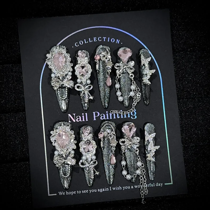 Glamouröse Bejeweled Press-On Nagelset