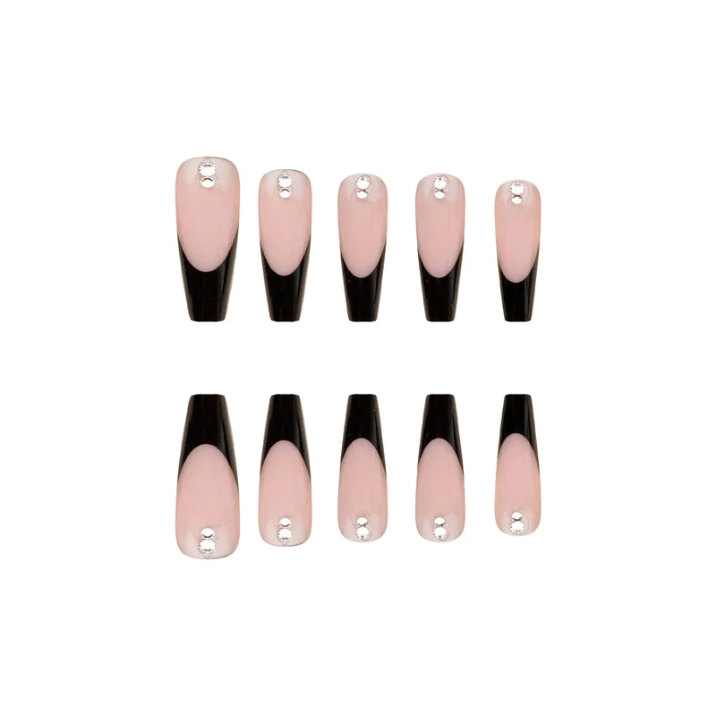 Elegante Stiletto Press-On Nail Set mit Strassakzenten