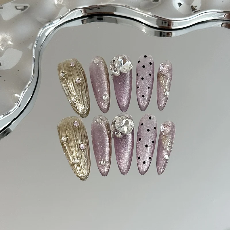 Glamouröse mit Strass besetzte Press-On Nagelset