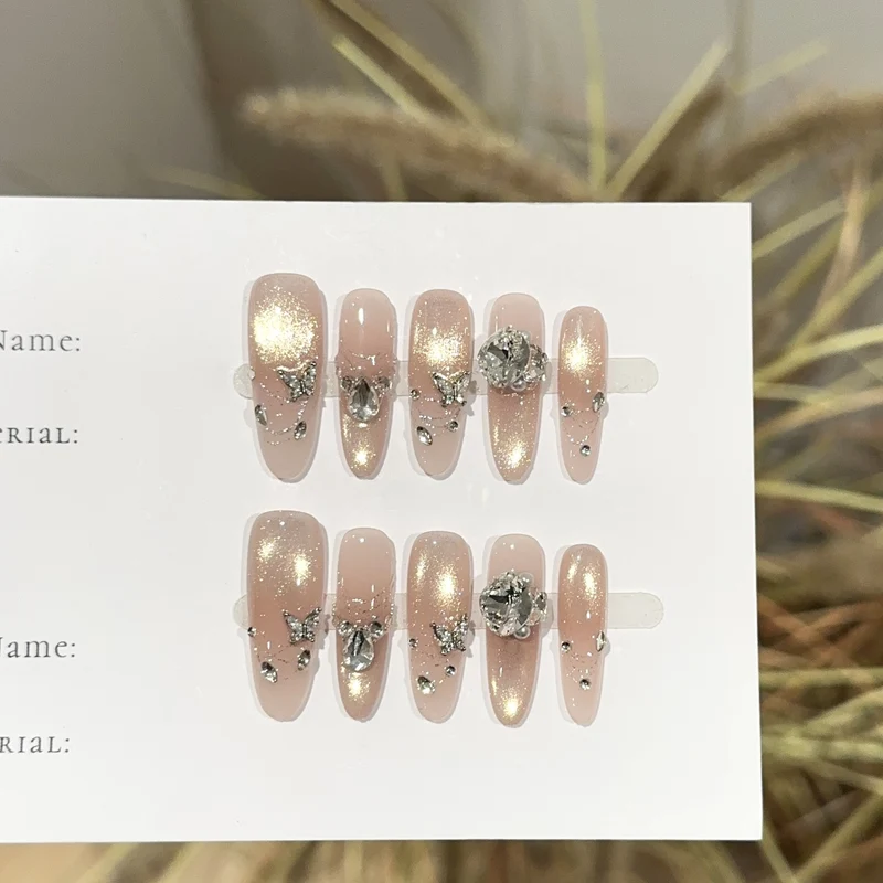 Glamouröse mit Strass verzierte Press-On-Nagel-Set