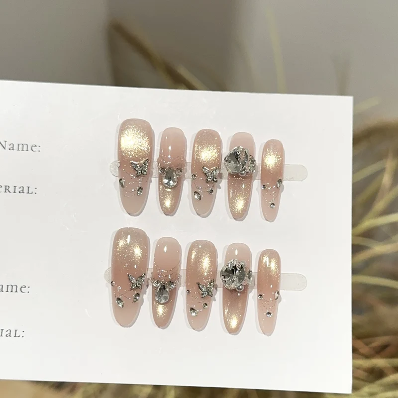 Glamouröse mit Strass verzierte Press-On-Nagel-Set