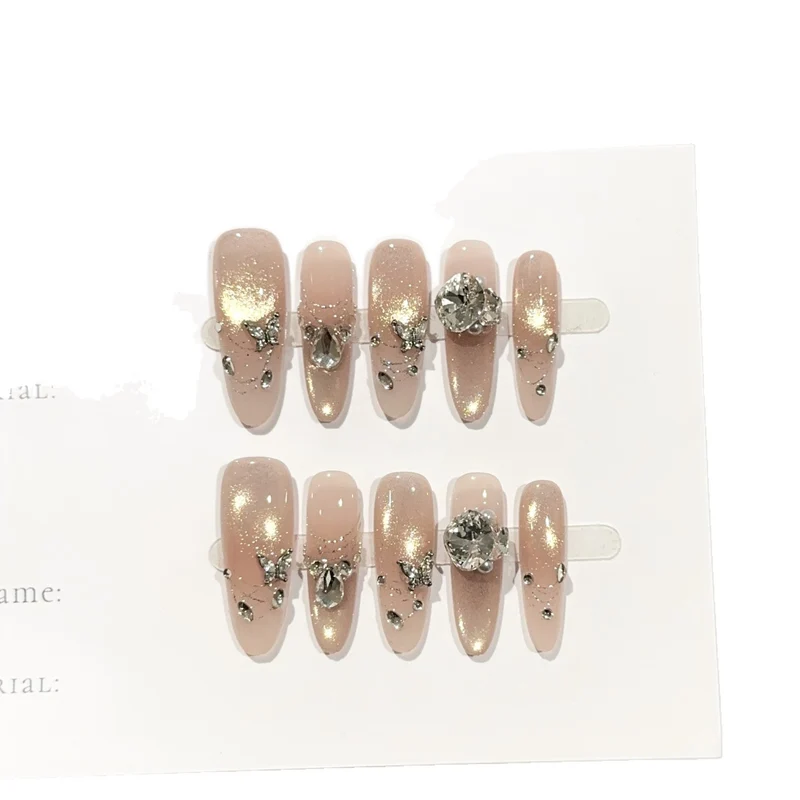 Glamouröse mit Strass verzierte Press-On-Nagel-Set