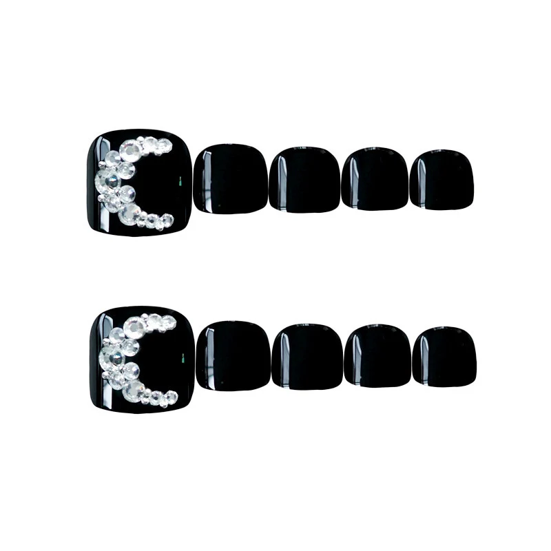 Elegante mit Strass verzierte Press-On-Fußnägel