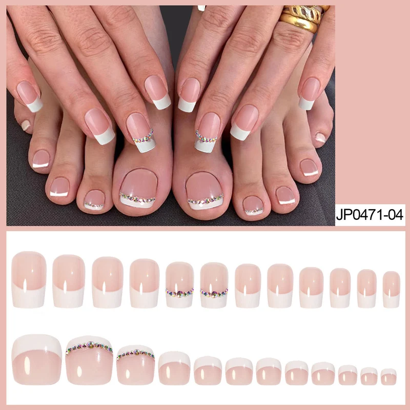 Elegantes französisches Spitzen-Press-On-Nagelkunst-Set