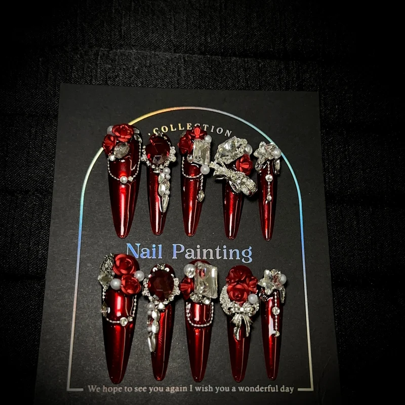 Luxus mit Strass verzierter Press-On Nagelset