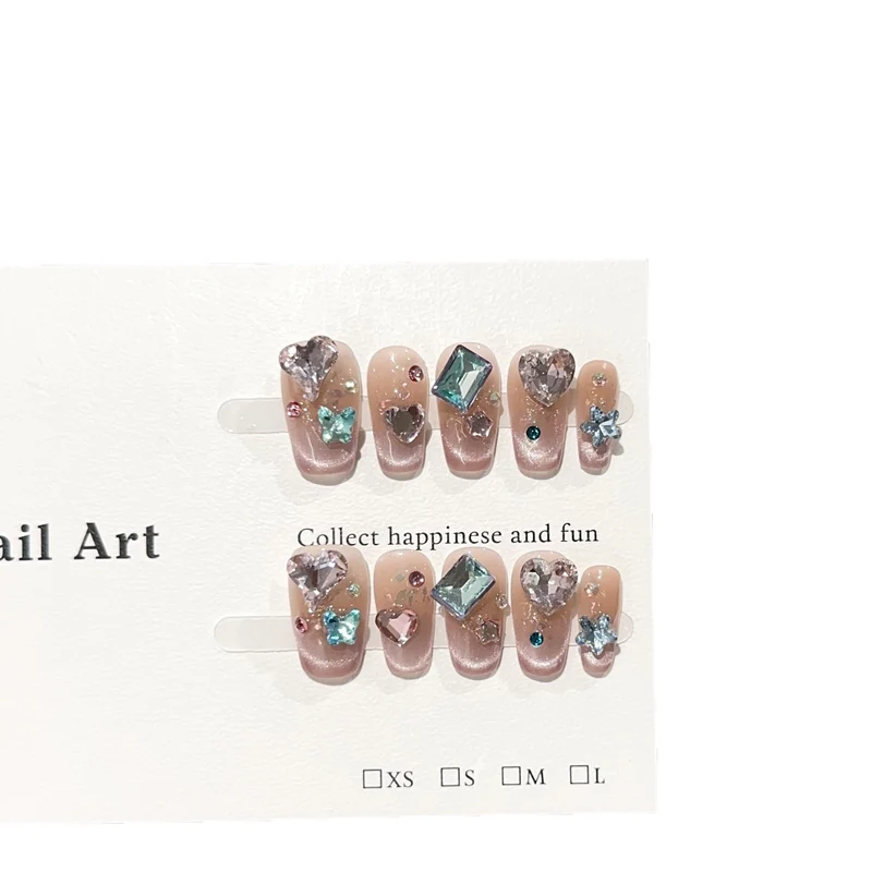 Elegantes mit Strass verziertes Press-On Nail Art Set