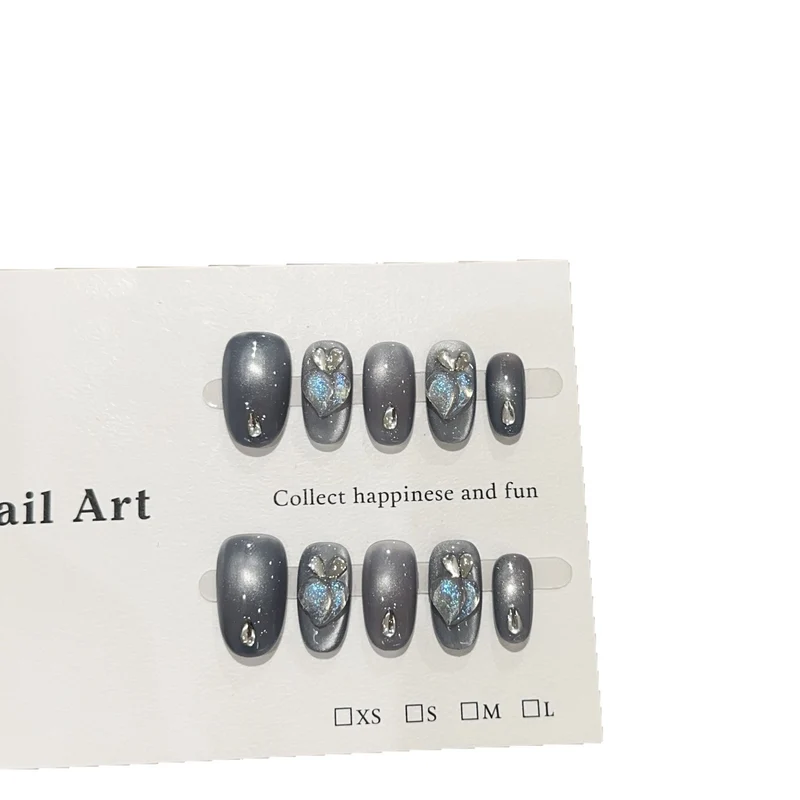 Glamourös Herz-dekorierte Press-On-Nagelset