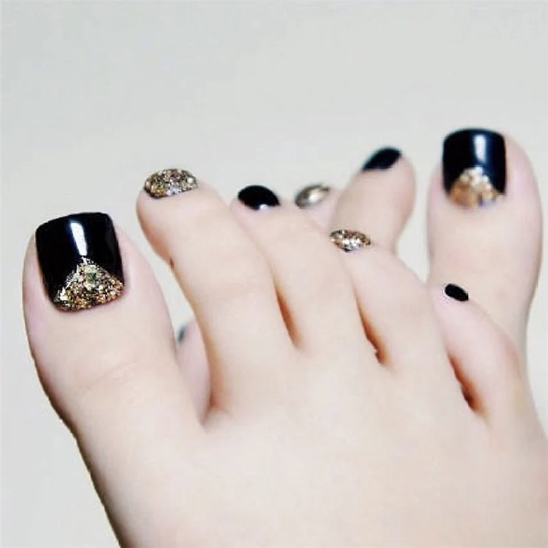 Glamourös Glitter-Enhance Press-On Fußnagelset