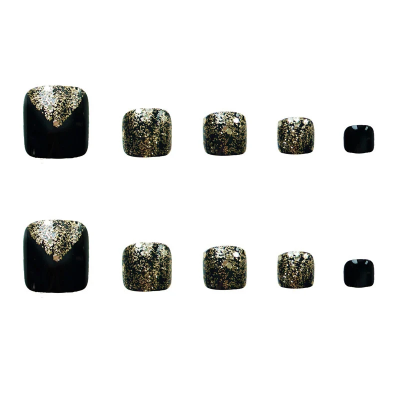 Glamourös Glitter-Enhance Press-On Fußnagelset
